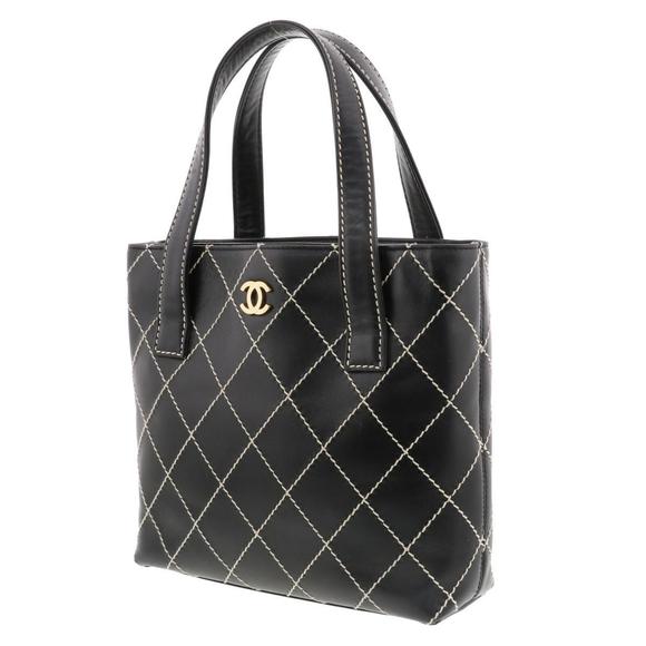 CHANEL Wild Stitch Hand Bag Black Handbag - Picture 2 of 6